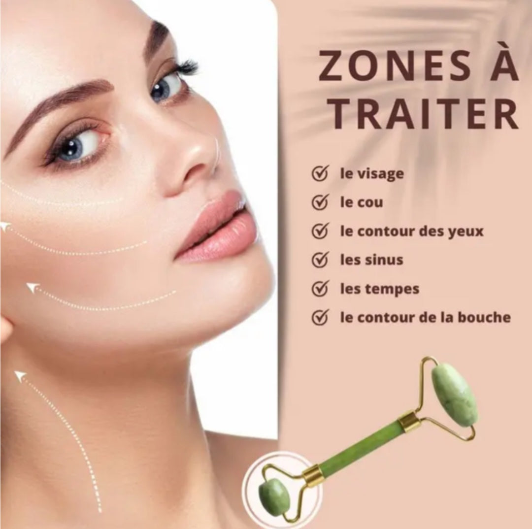 Set de Massage Facial – Jade Roller & Gua Sha Naturels