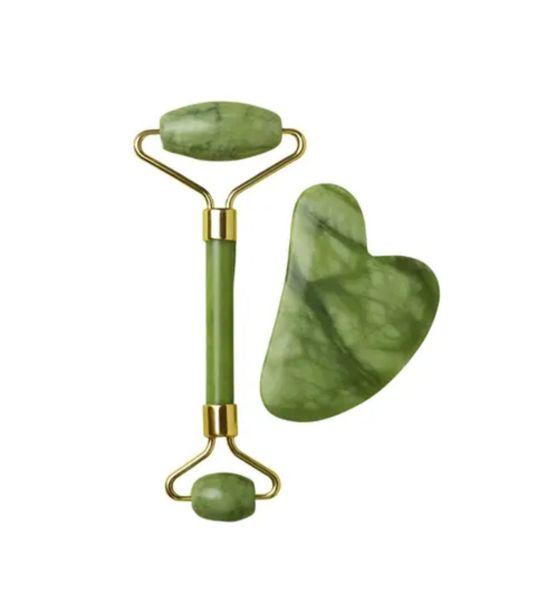 Set de Massage Facial – Jade Roller & Gua Sha Naturels