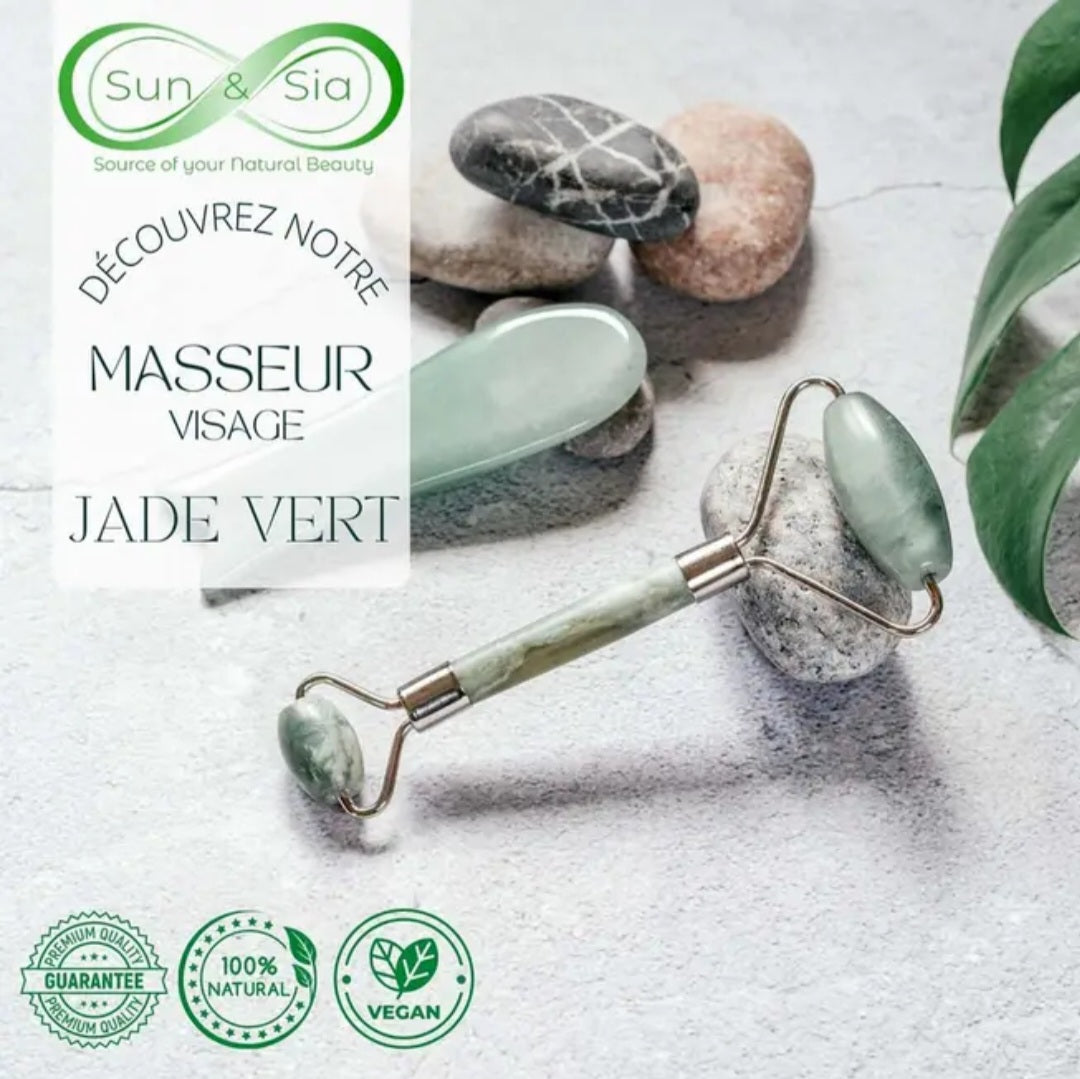 Set de Massage Facial – Jade Roller & Gua Sha Naturels