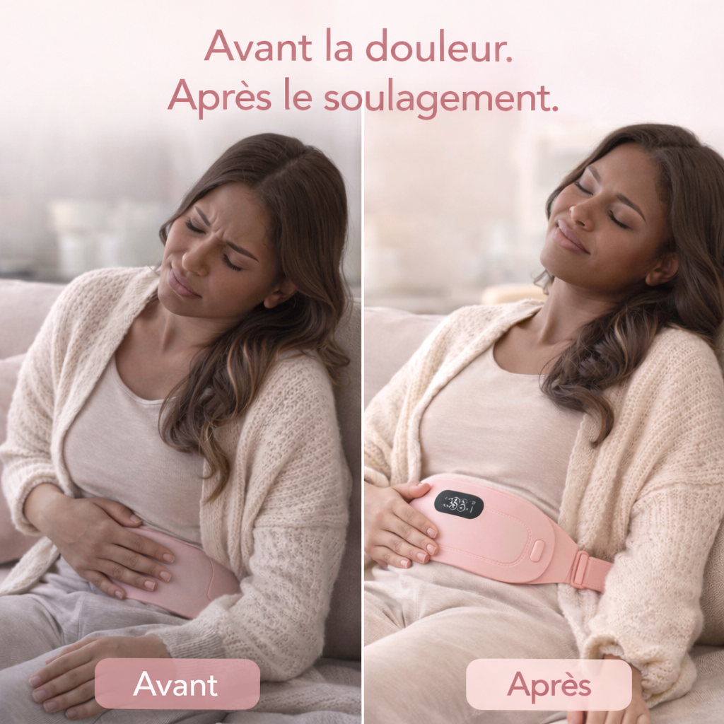 🌸 Ceinture Chauffante Anti-Crampes (Chaleur + Massage)